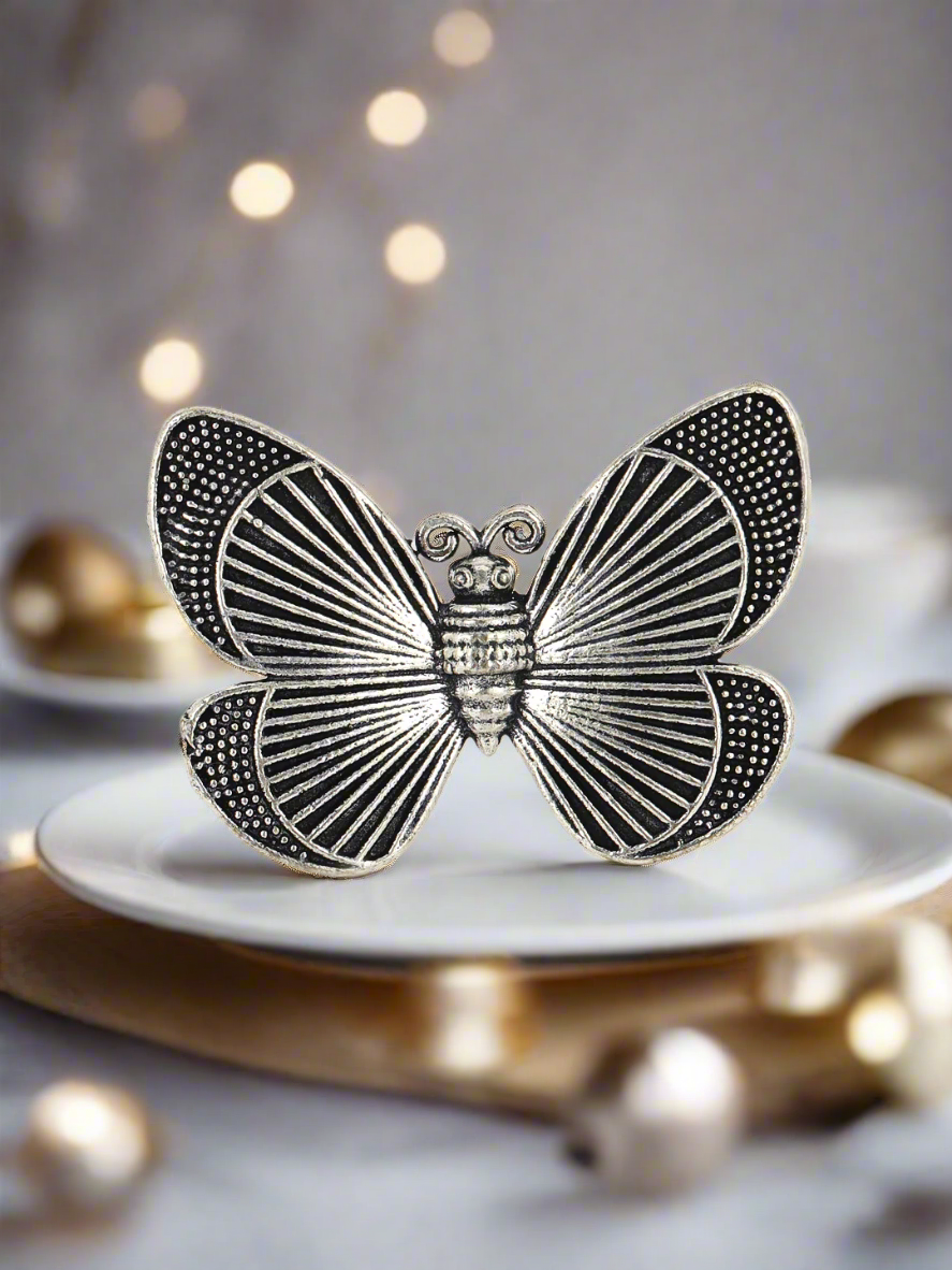 Butterfly Inspired German Silver Adjustable Finger Ring