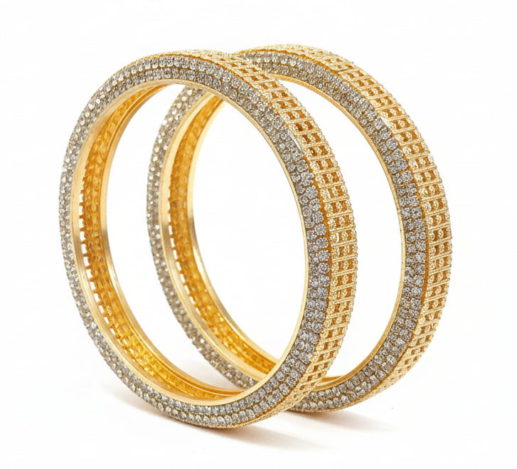 Aatmana By J&S Set Of 2 Gold Plated CZ Studded Bangles