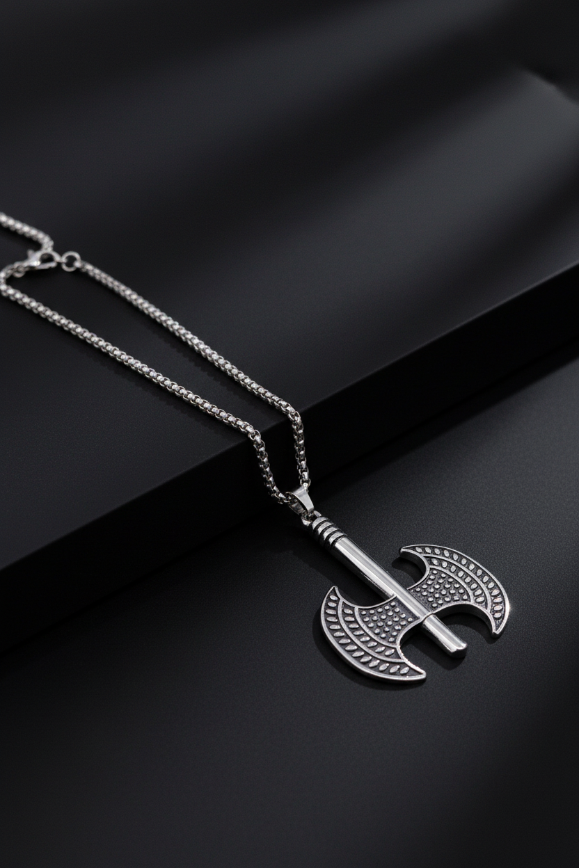 Men’s Double Axe Pendant Chain Necklace