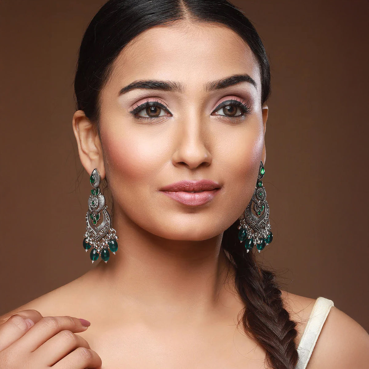 Jazz And Sizzle Set Of 3 Silver Plated Chandbali Earrings Combo For Women