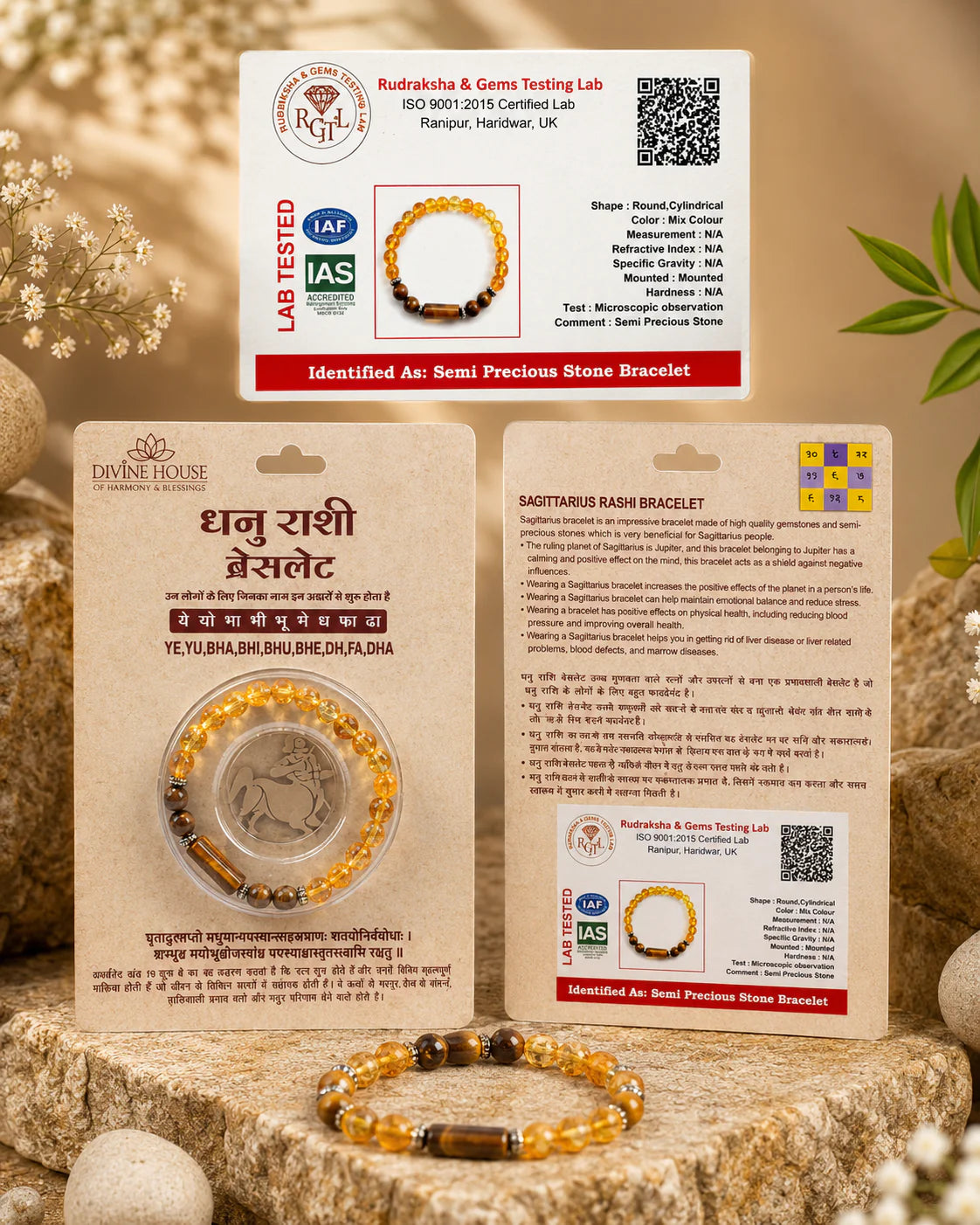 Dhanu Rashi Bracelet Lab Certified Zodiac Stone-JS-SBR-005