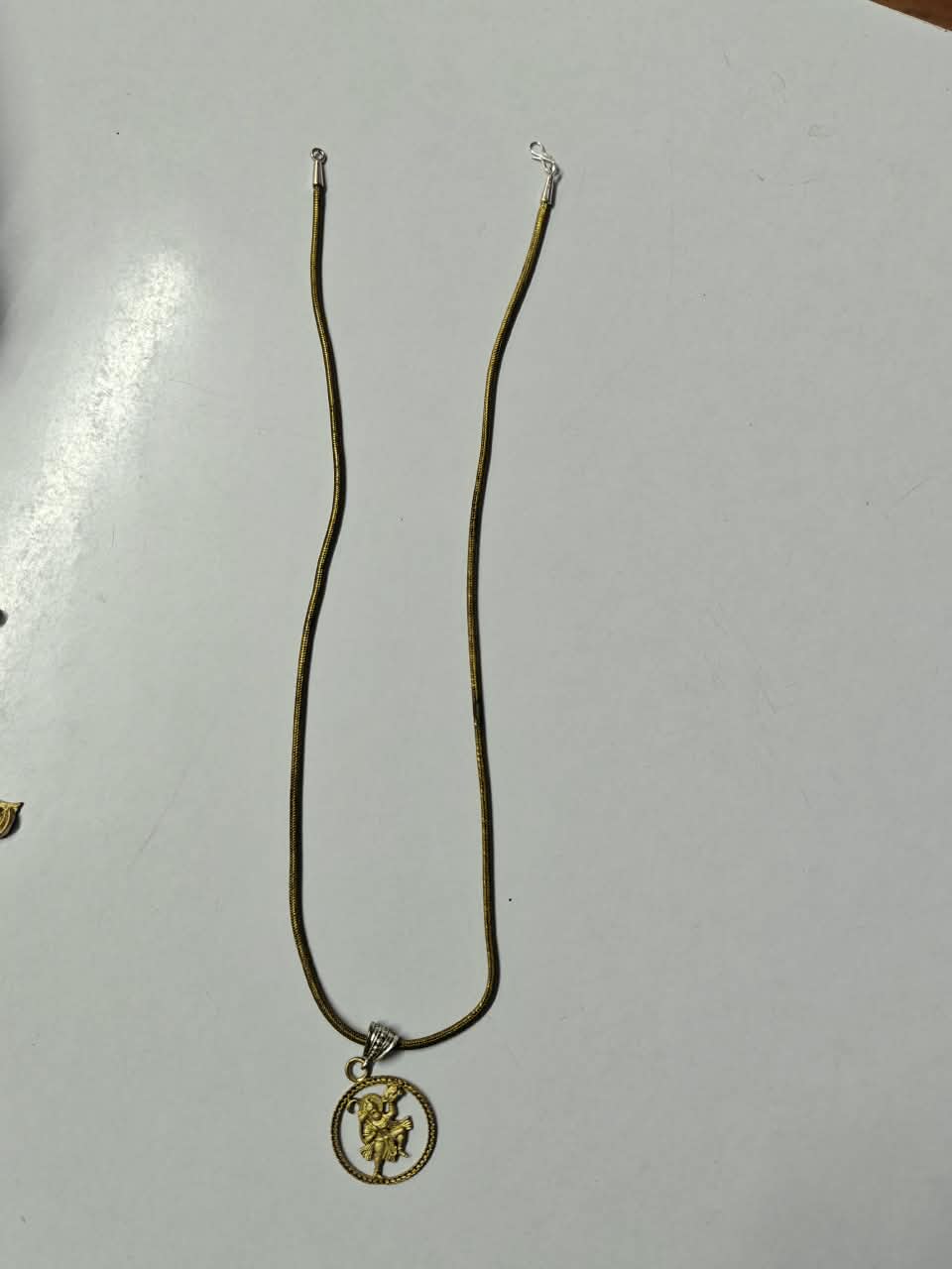 Antique Silver-Plated Lord Krishna Pendant Chain- JS-SNL-025