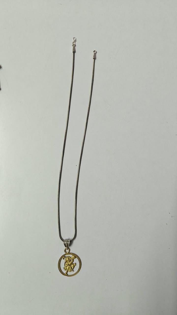 Antique Silver-Plated Divine Motif Pendant Chain-JS-SNL-027