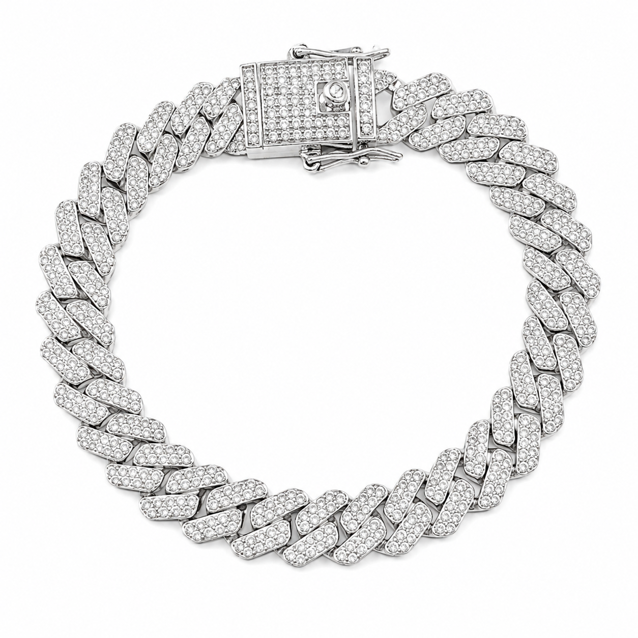 Hip-Hop Rock Metal Button Inlay Simple Style Charm Bracelets with Twisted Rhinestones Copper Silver