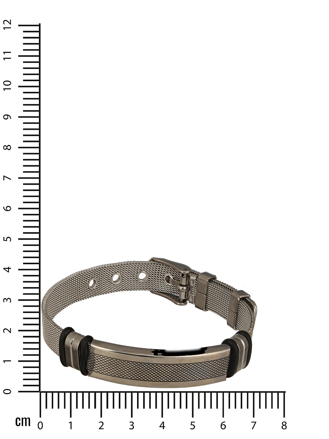 Jazz And Sizzle Rhodium-Plated & Black Wraparound Men Bracelet - Jazzandsizzle