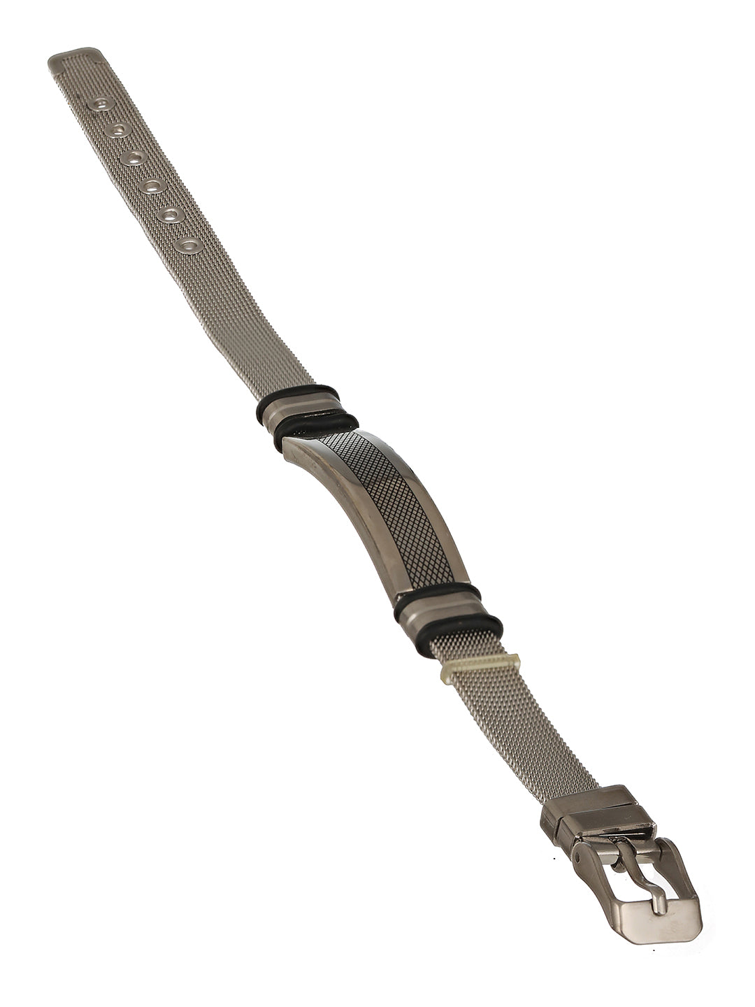 Jazz And Sizzle Rhodium-Plated & Black Wraparound Men Bracelet - Jazzandsizzle