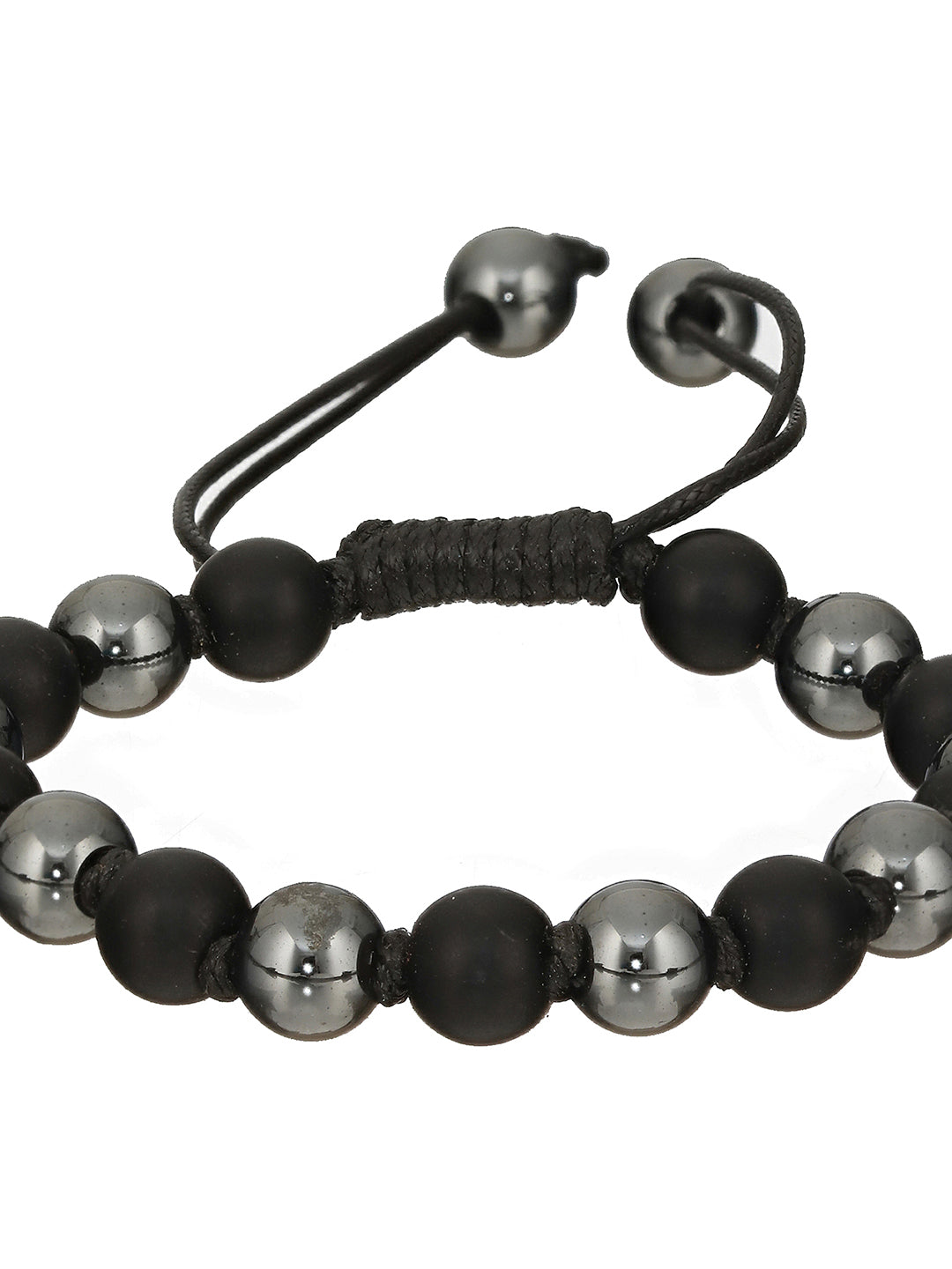 Men Pack of 4 Blue & Black-Coloured Leather & Beads Wraparound Bracelet - Jazzandsizzle