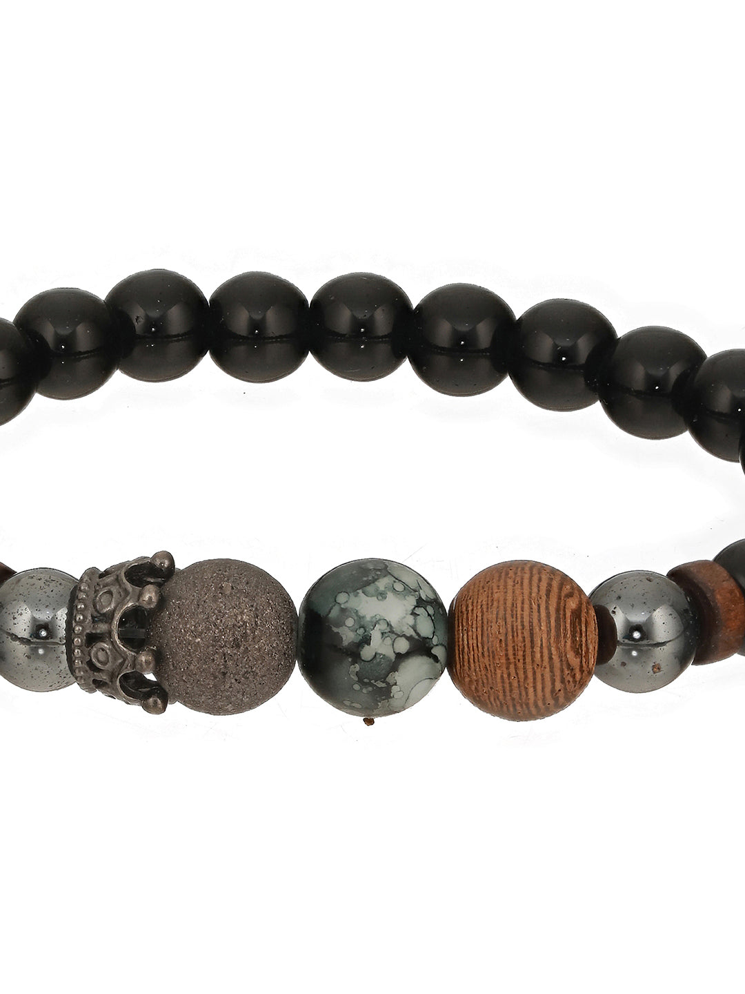 Men Pack of 3 Black Elasticated & Handcrafted Bracelets - Jazzandsizzle