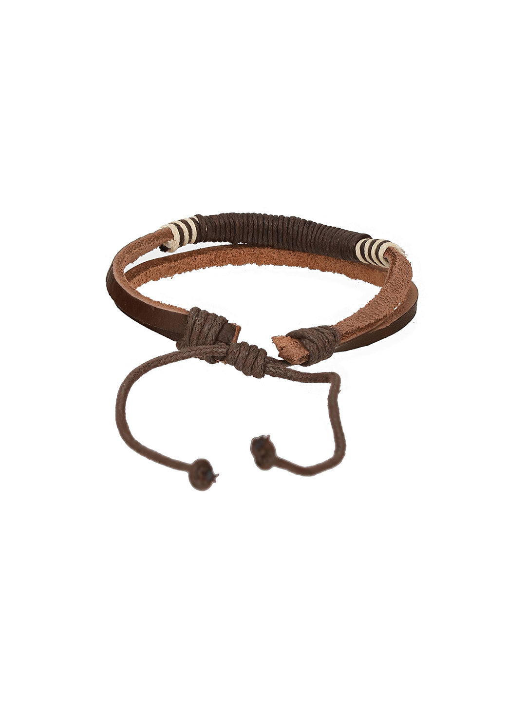 Men Pack of 4 Brown & Coffee Brown Beads Leather Bracelet - Jazzandsizzle