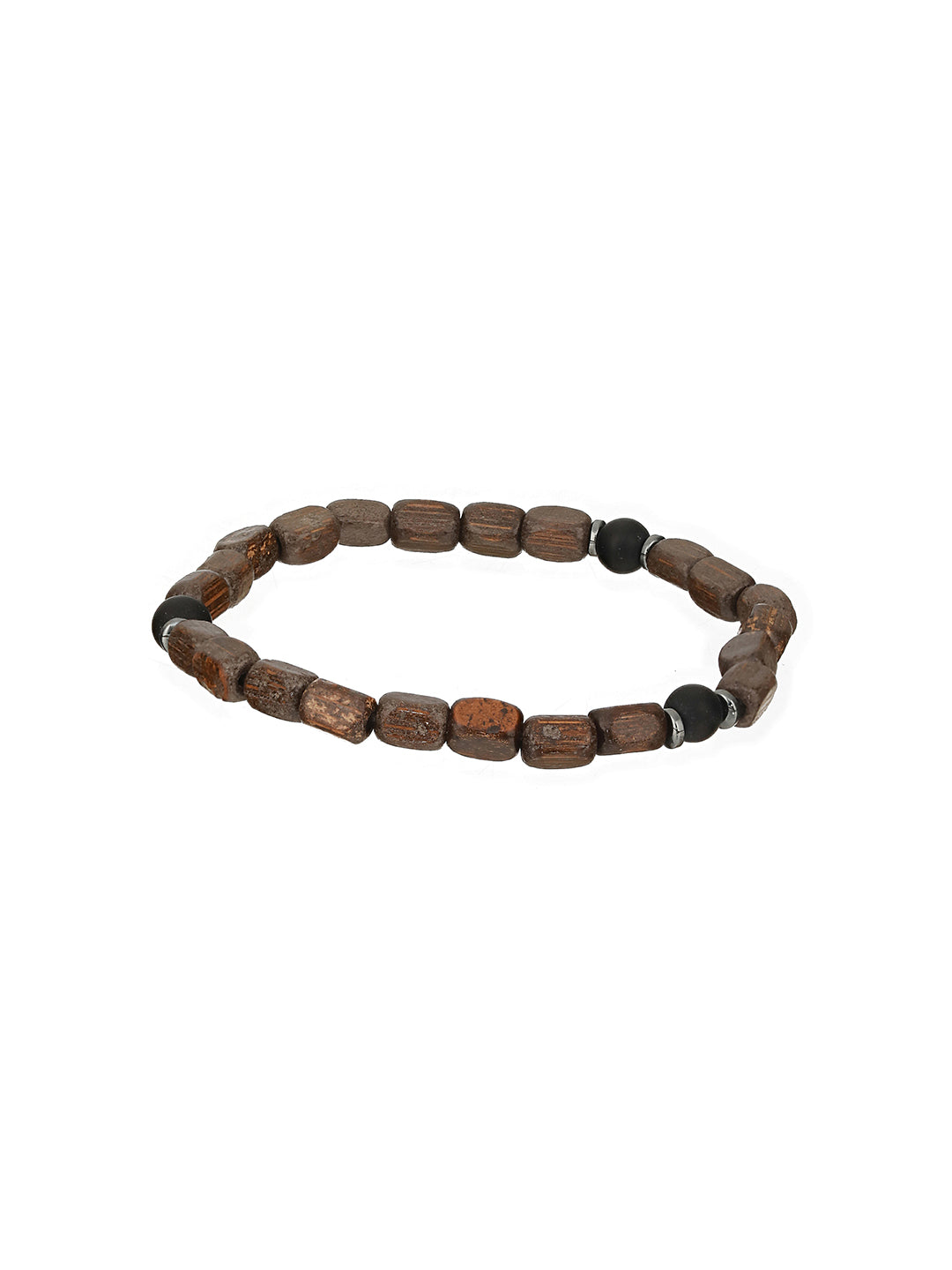 Men Pack of 4 Brown & Coffee Brown Beads Leather Bracelet - Jazzandsizzle