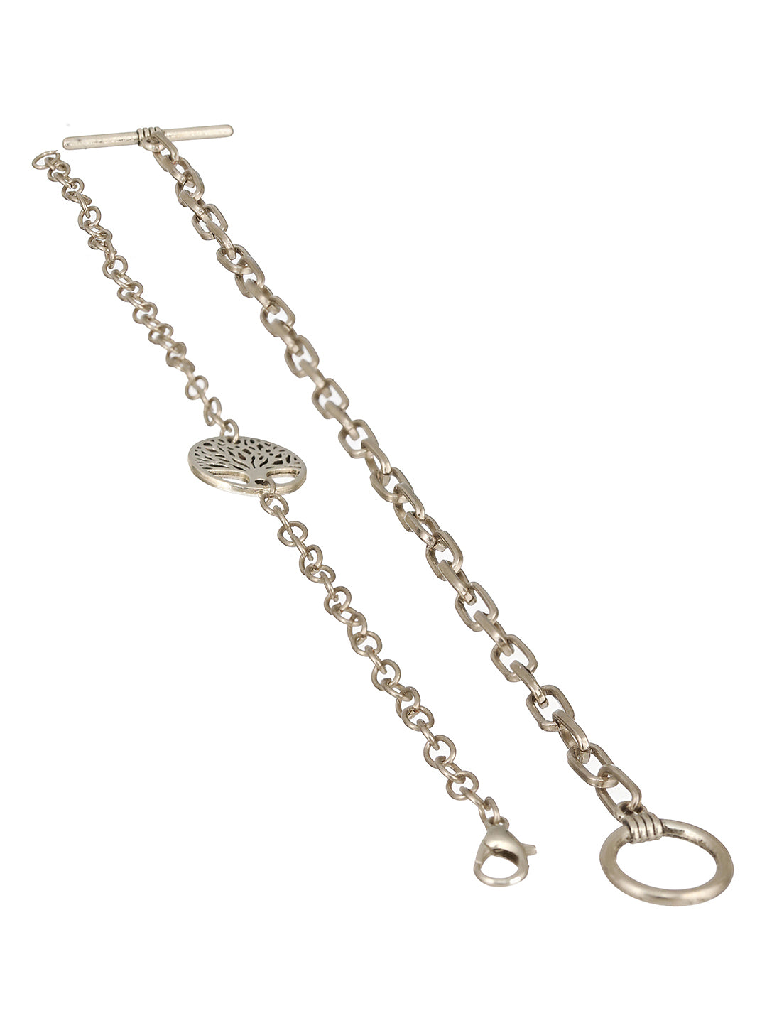Men Silver-Toned Rhodium-Plated Pack of 2 Link Bracelet - Jazzandsizzle