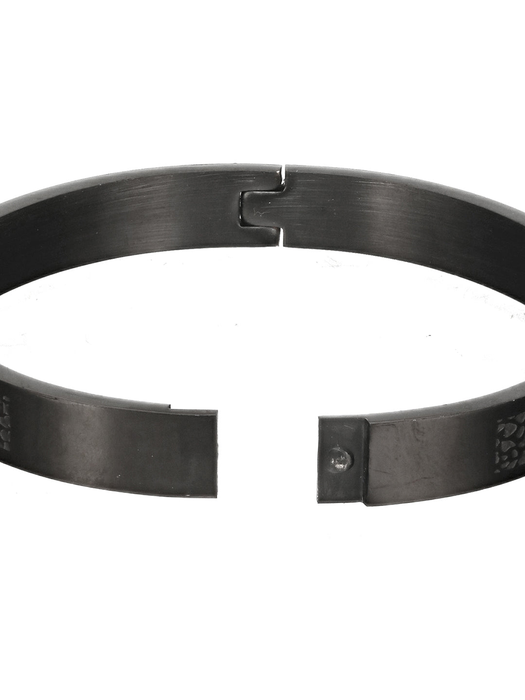 Men'S Black Stainless Steel Abstract Print Kada Bracelet