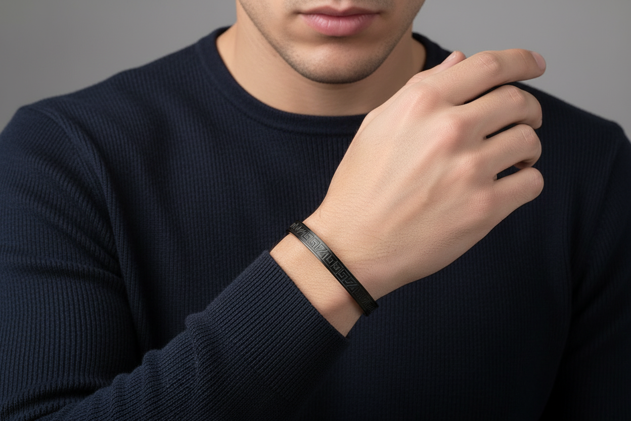 Men'S Men Black Stainless Steel Kada Bracelet
