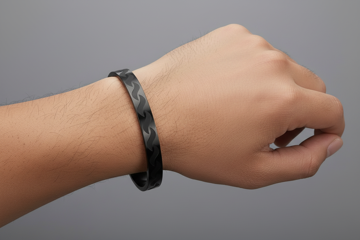 Men'S Men Black Stainless Steel Kada Bracelet