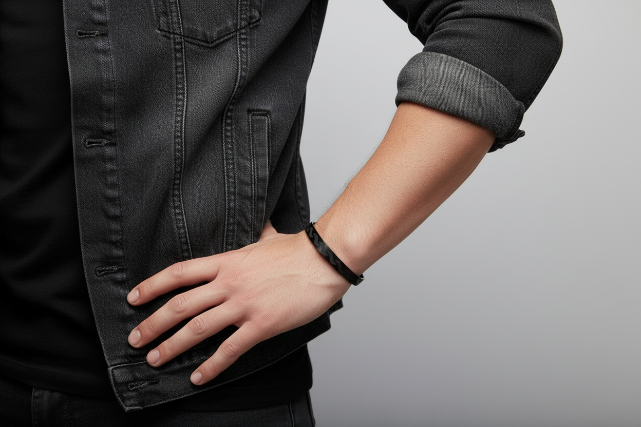 Men'S Men Black Stainless Steel Kada Bracelet