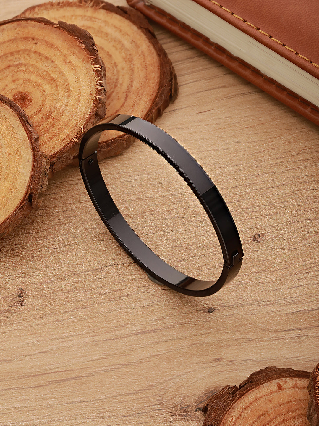 Men Black Stainless Steel Kada Bracelet - Jazzandsizzle