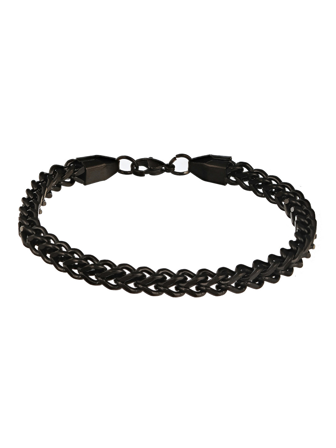 Men Black Rhodium-Plated Link Bracelet - Jazzandsizzle