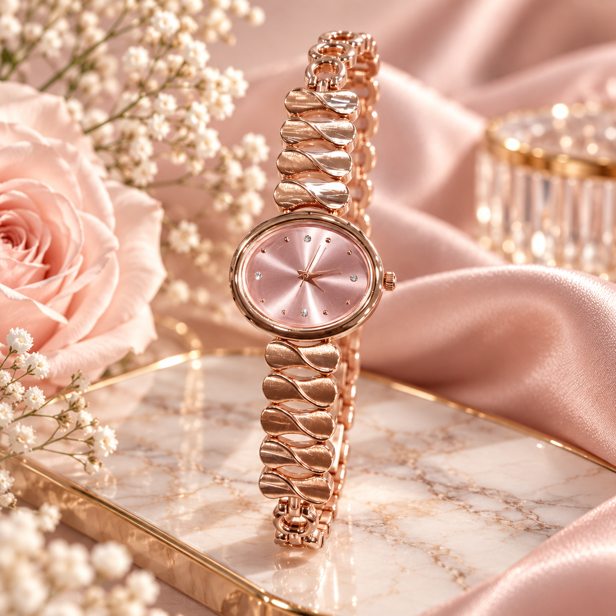Rose Gold Stainless Steel Analog Watch for Women-WJ-JS26-LD051