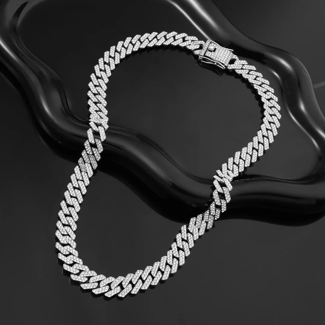 Jazz And sizzle Silver Cuban Chain Moissanite Hip Hop Men Necklace
