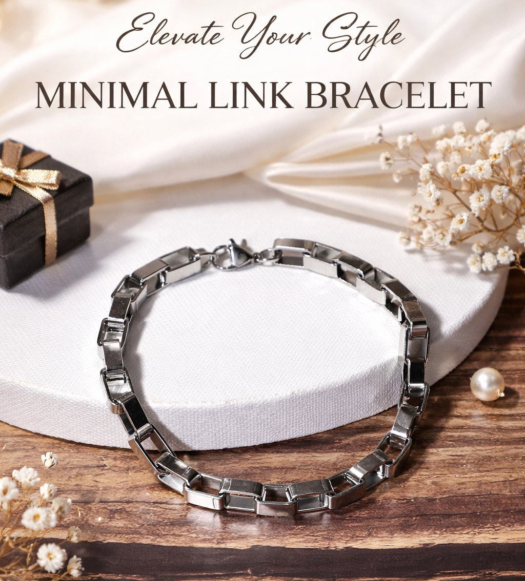Jazz And Sizzle Men Silver Plated Stainless Steel Minimal Link Chain Bracelet