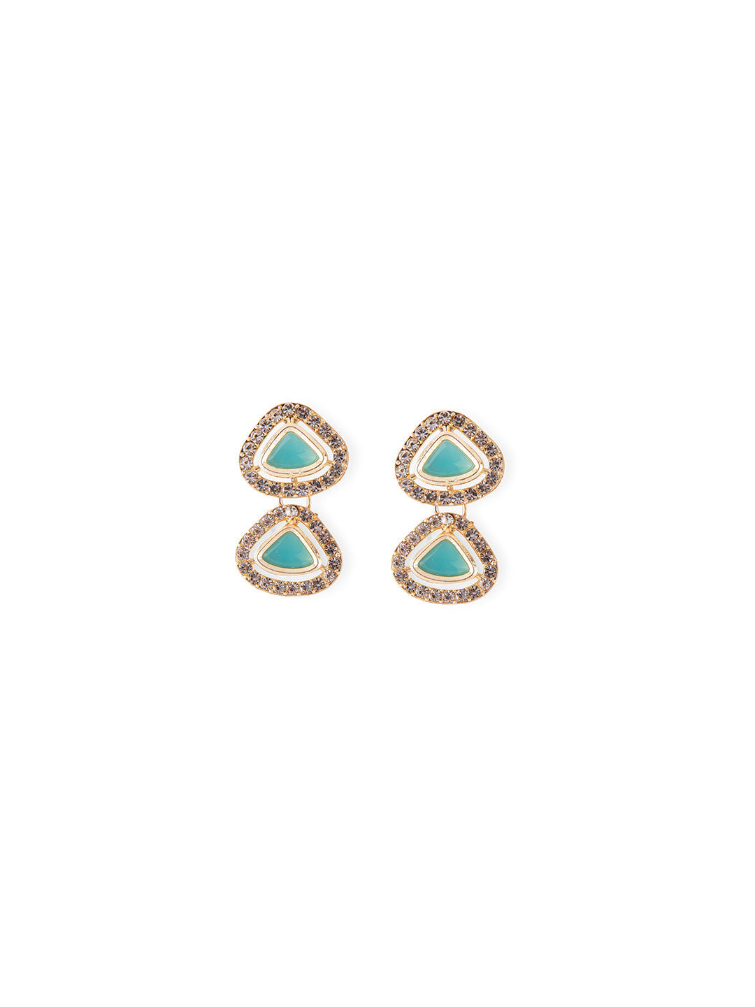 Jazz And Sizzle Gold-Plated Turquoise Blue Polki-Studded Jewelry Set