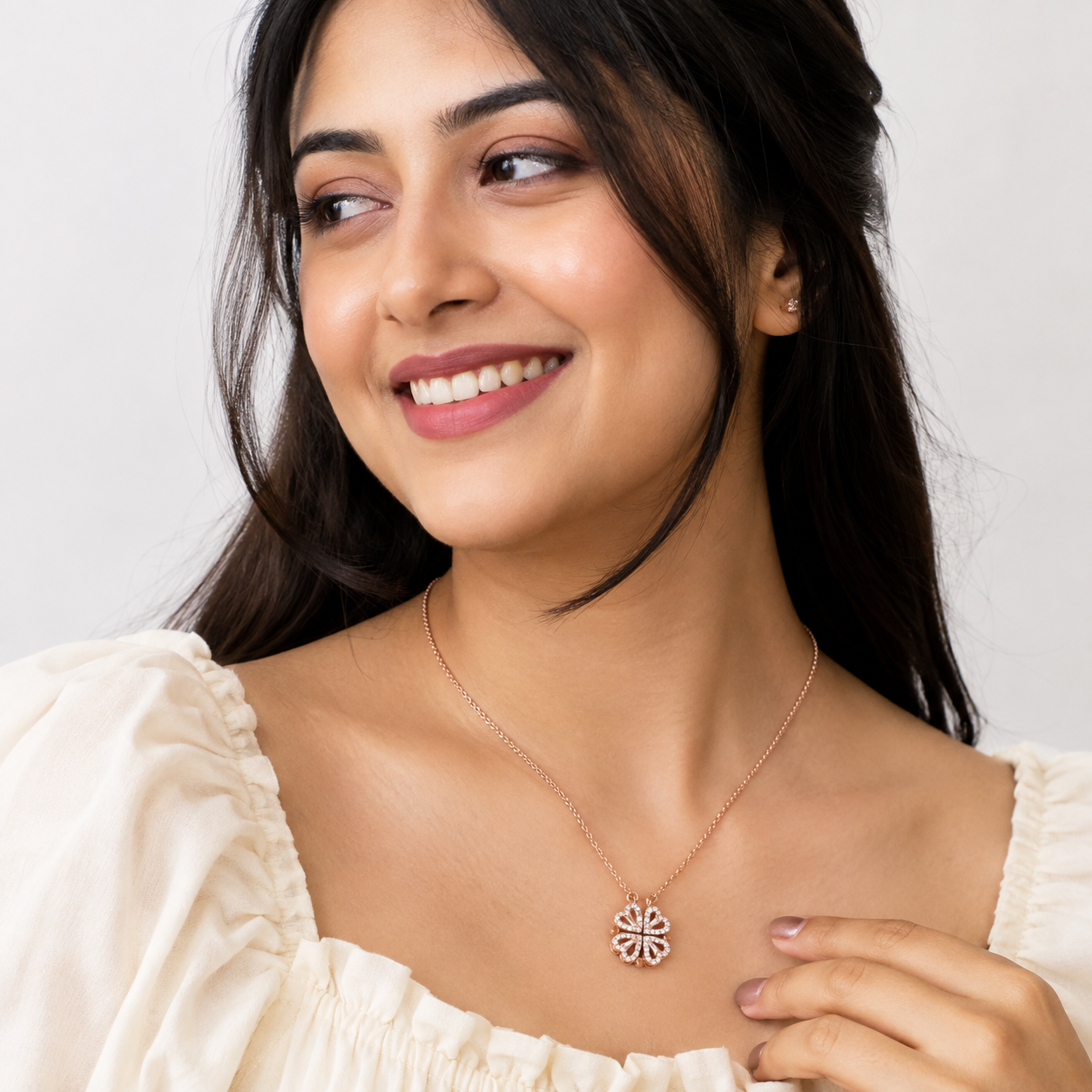 Jazz And Sizzle Rose Gold Plated Heart Shaped Pendent Chain Necklace for Valentines Gift