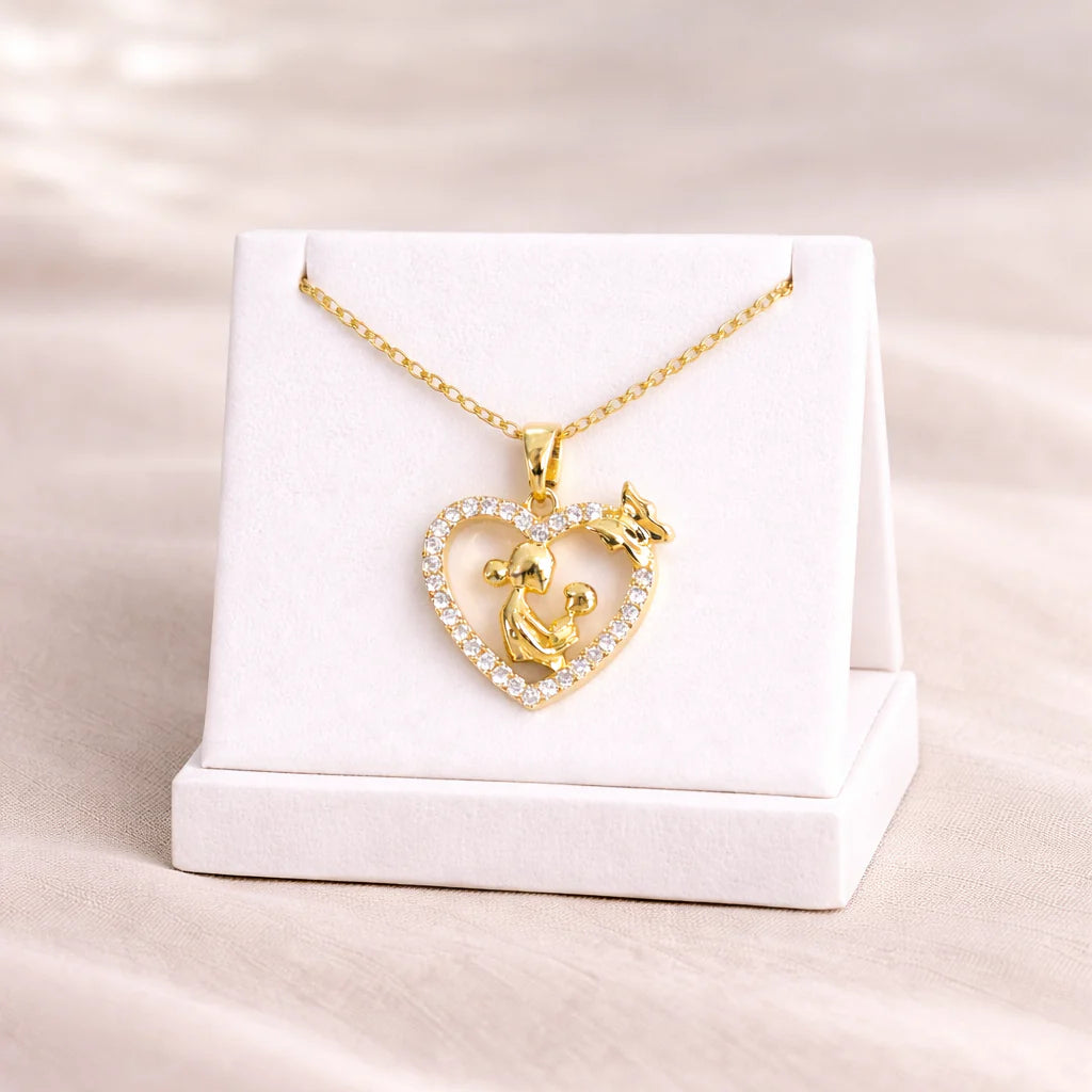 Mom & Baby Heart Charm Necklace