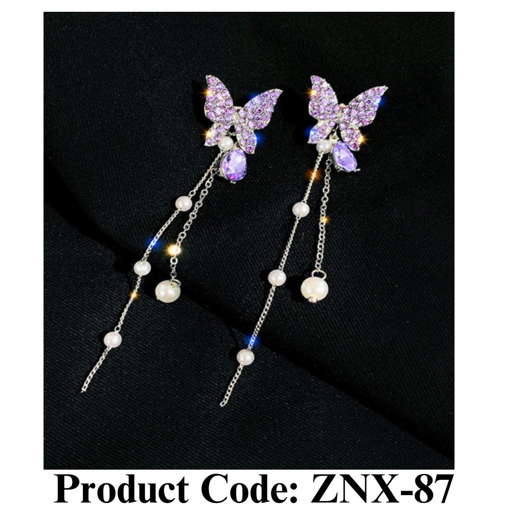 Jazz And Sizzle Purple Butterfly Dangle Earrings for Girls/Women