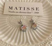 Korean Silver-Plated Heart & Saturn Planet Drop Earrings for Women