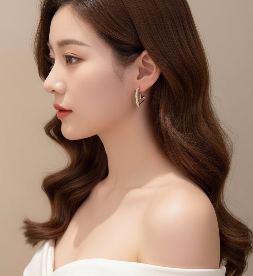 Heart -Broken Gen-Z style Gold Plated Crystal Drop Earrings for Girls/Women
