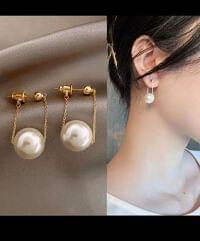 Gold-Plated Pearl Drop Earrings for Women & Girls