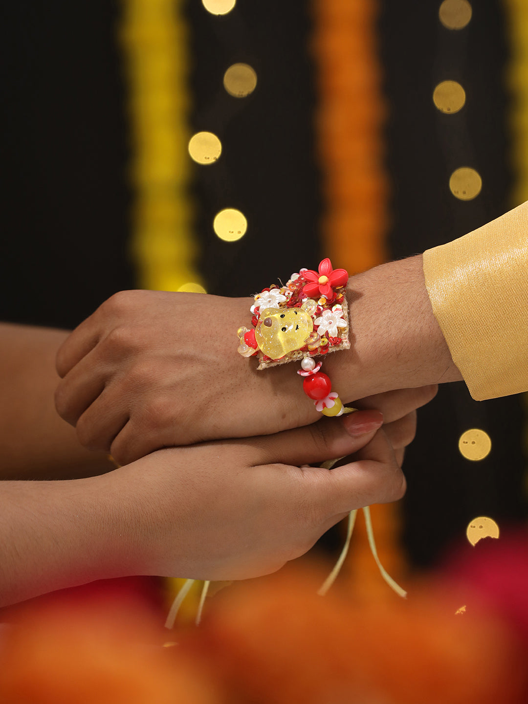 Unisex Set Of 2 Pooh Cartoon & Princess Castle Shape Eraser Kids Rakhi With Roli & Chawal