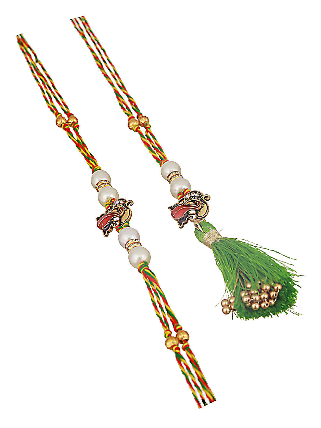 Jazz And Sizzle Set Of 2 Ganesh Bhaiya Bhabhi Tasseled Rakhi With Roli & Chawal