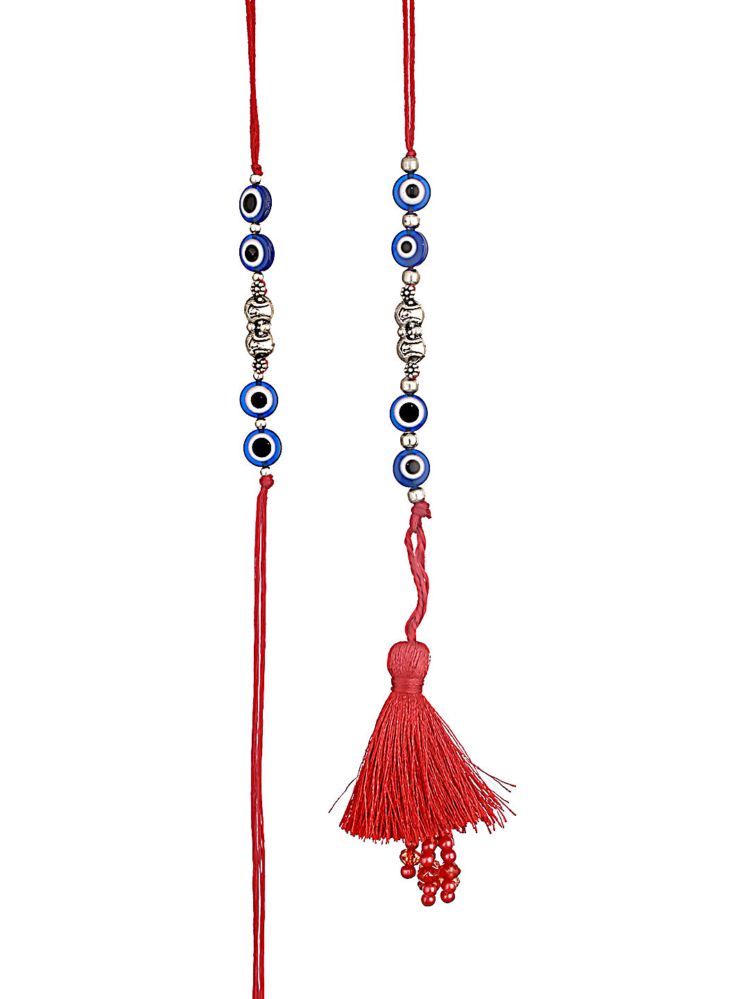 Jazz And Sizzle Set Of 2 Evil Eye Bhaiya Bhabhi Tasseled Rakhi With Roli & Chawal