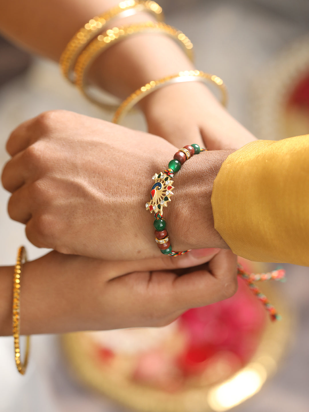 Jazz And Sizzle Set Of 2 Peacock Shaped Bhaiya Bhabhi Tasseled Rakhi