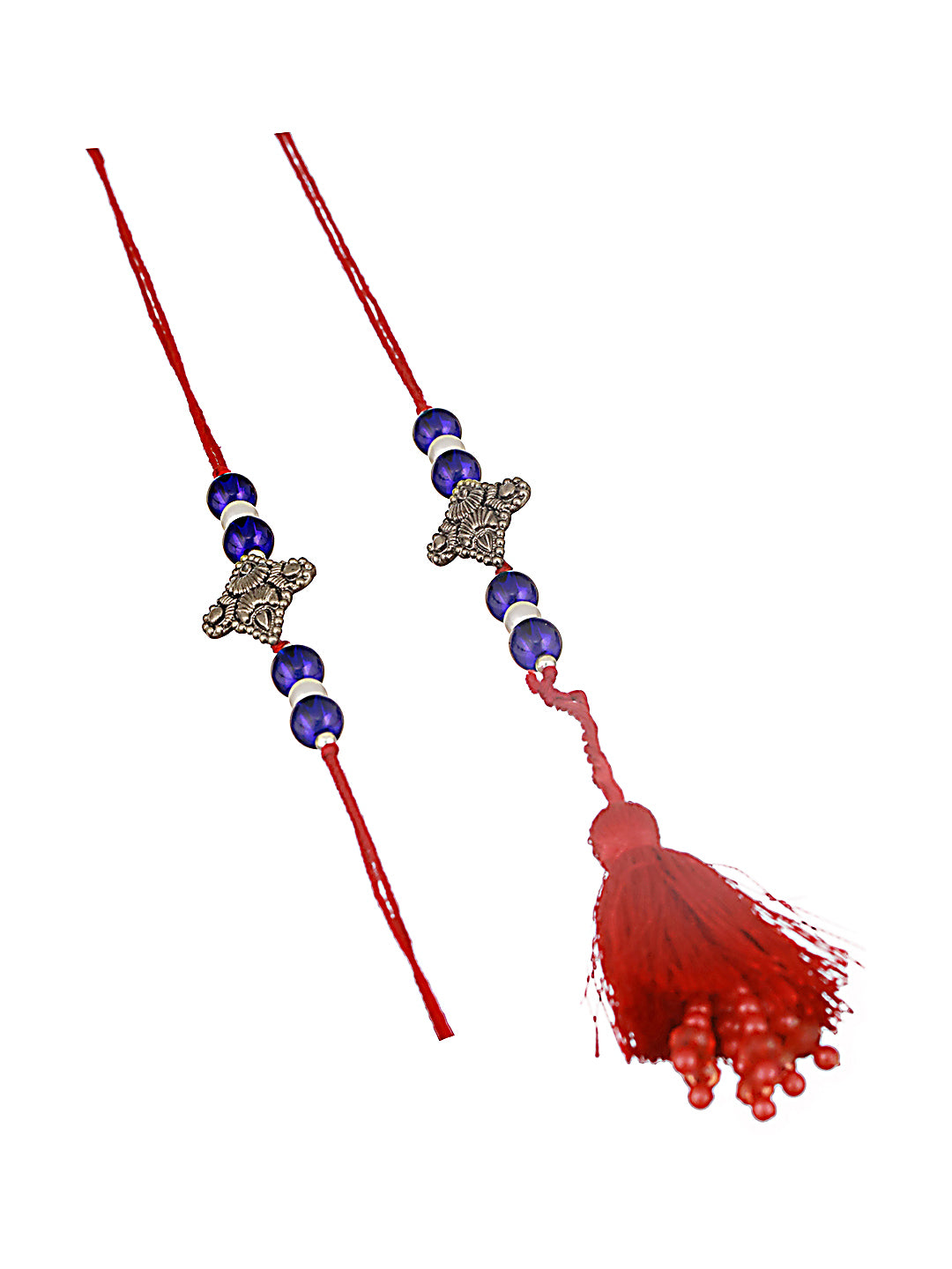 Jazz And Sizzle Set Of 2 Pearl Beaded Bhaiya Bhabhi Tasseled Rakhi