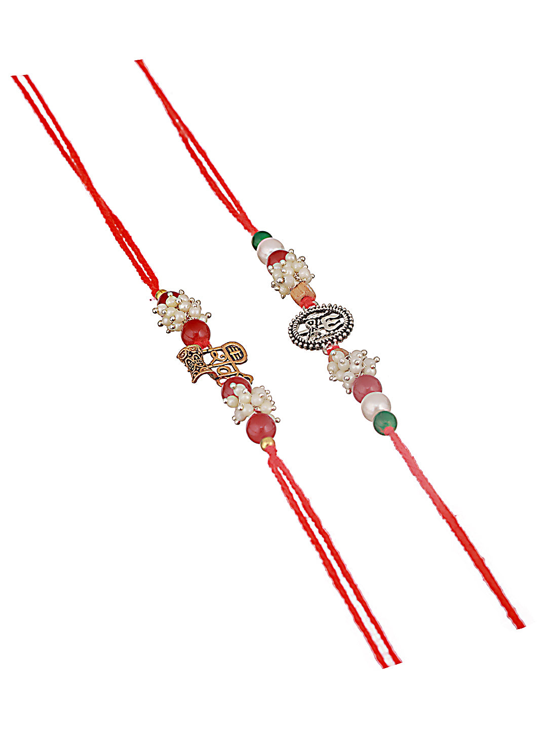 Jazz And Sizzle Set Of 2 Trishul & Shiva Dumroo Mogra Beaded Rakhi