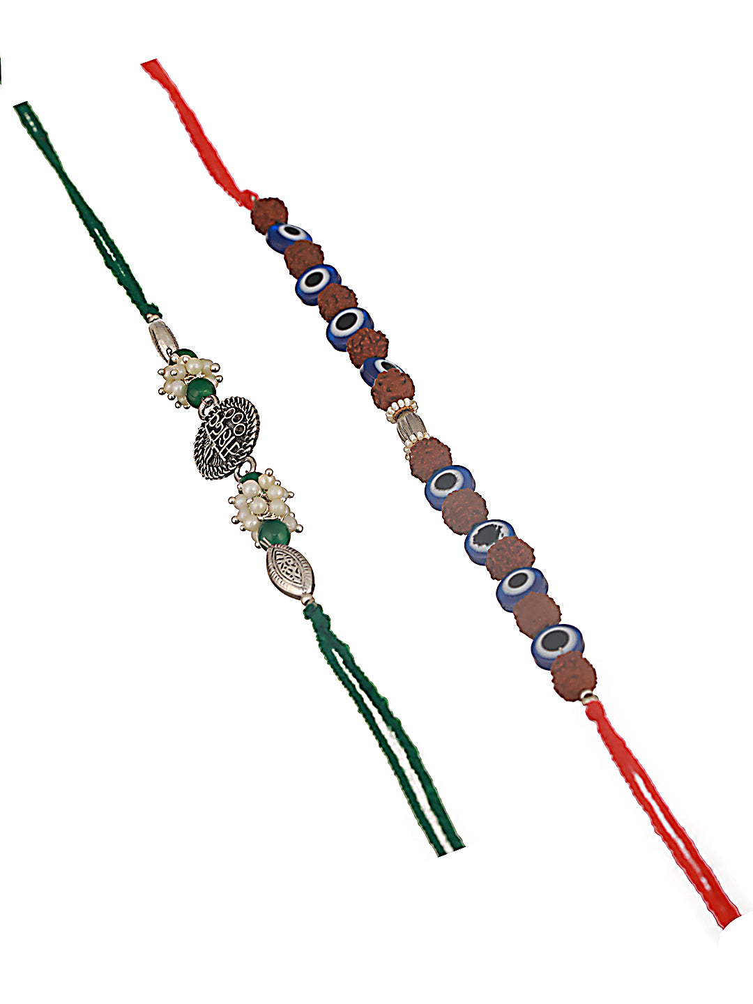 Jazz And Sizzle Set Of 2 Rudraksh Evil Eye & Mahadev Rakhi With Roli & Chawal