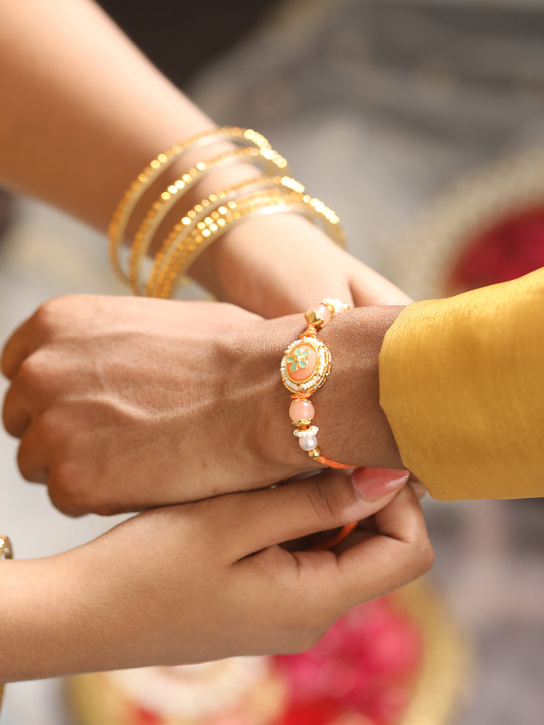Stone Studded Bhaiya Bhabhi Rakhi With Roli & Chawal