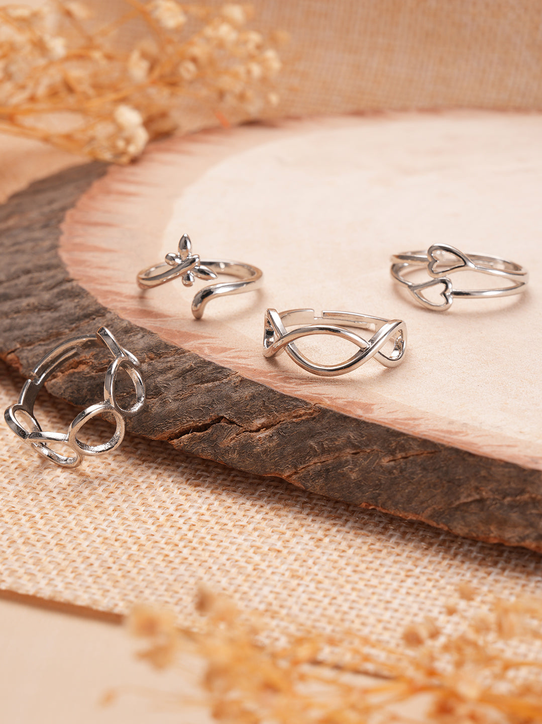 Jazz and Sizzle Silver Plated Adjustable Finger Ring