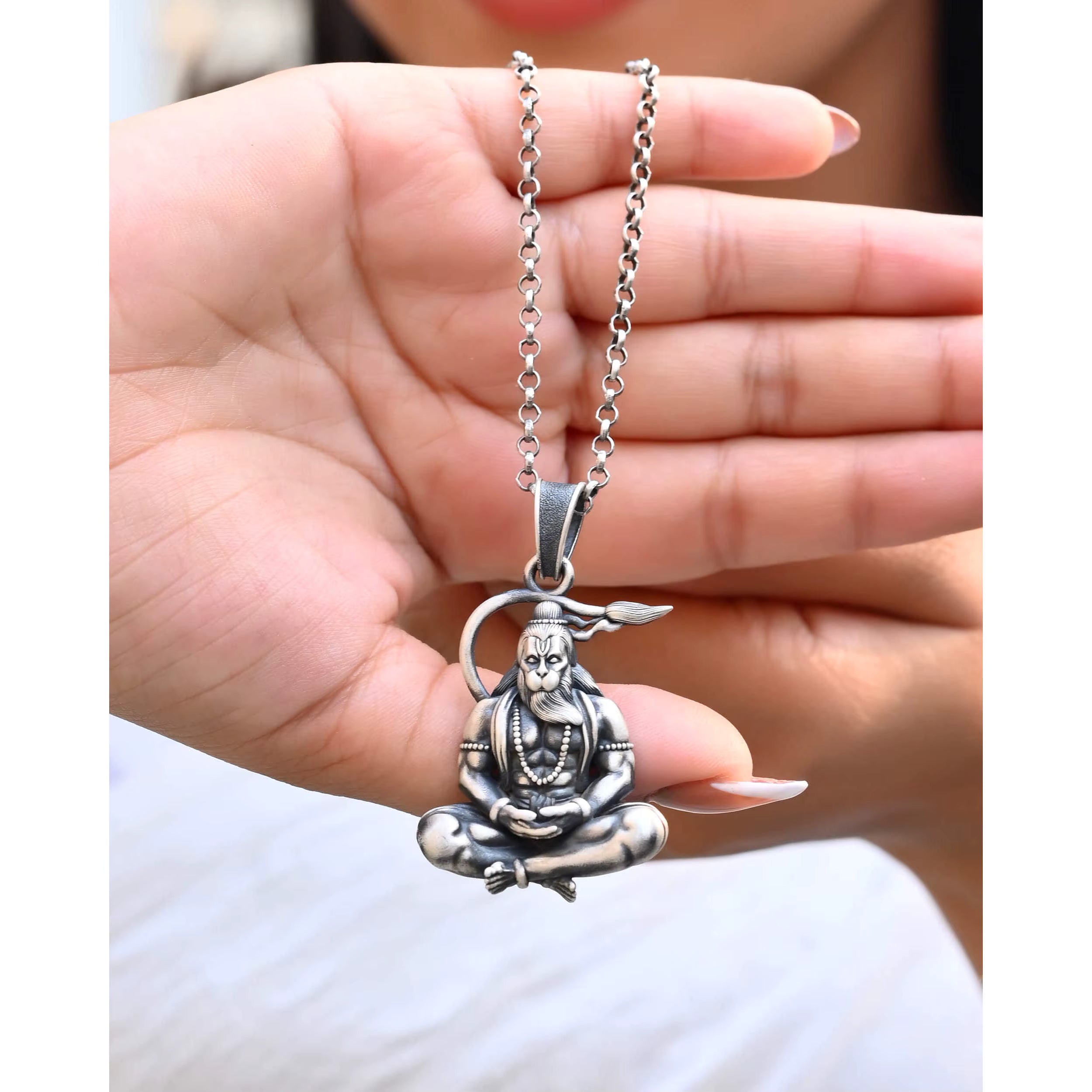 Bajrangbali Children's Religious Hinduism Sterling Silver Fashion Pendant & Charm