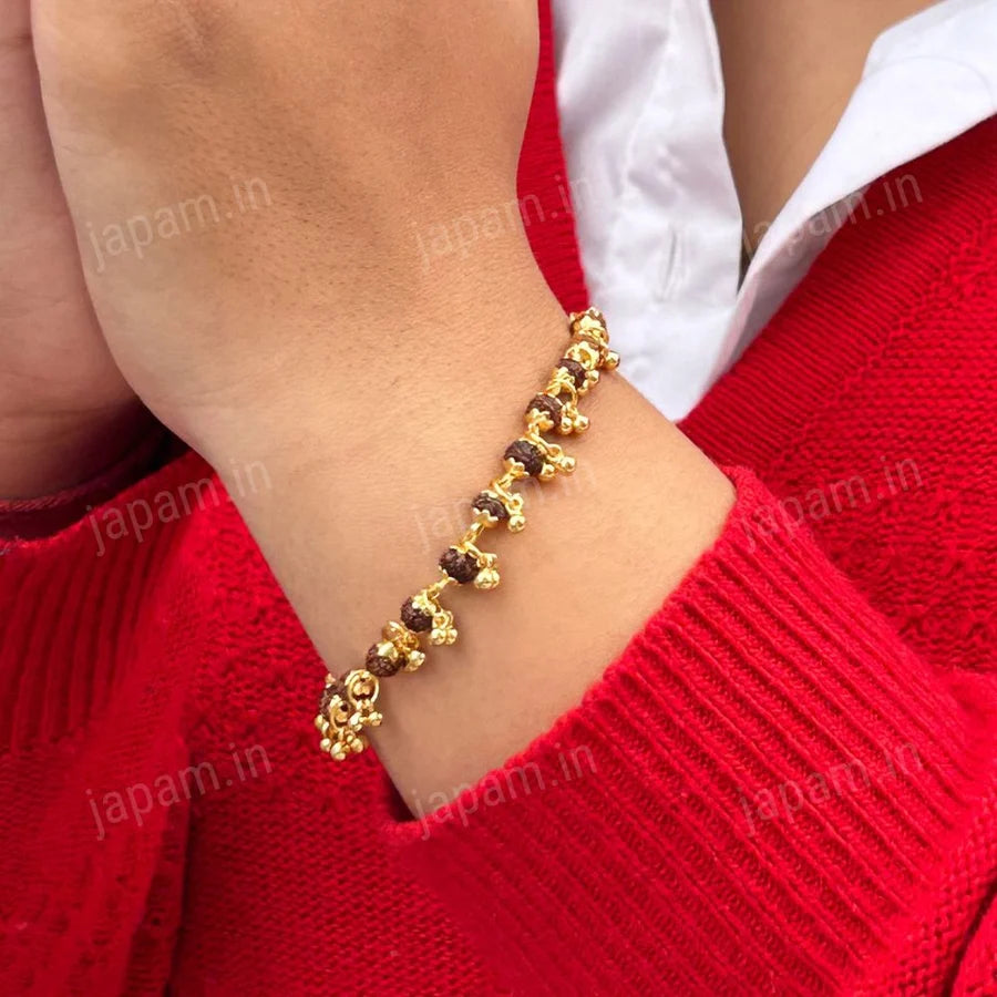 Gold Plated Elemental Rudraksha Bracelet For Women- JS-SBR-038