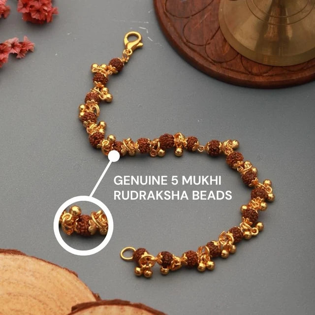 Gold Plated Elemental Rudraksha Bracelet For Women- JS-SBR-038