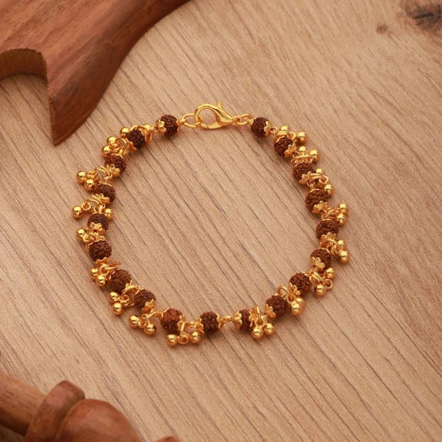 Gold Plated Elemental Rudraksha Bracelet For Women- JS-SBR-038