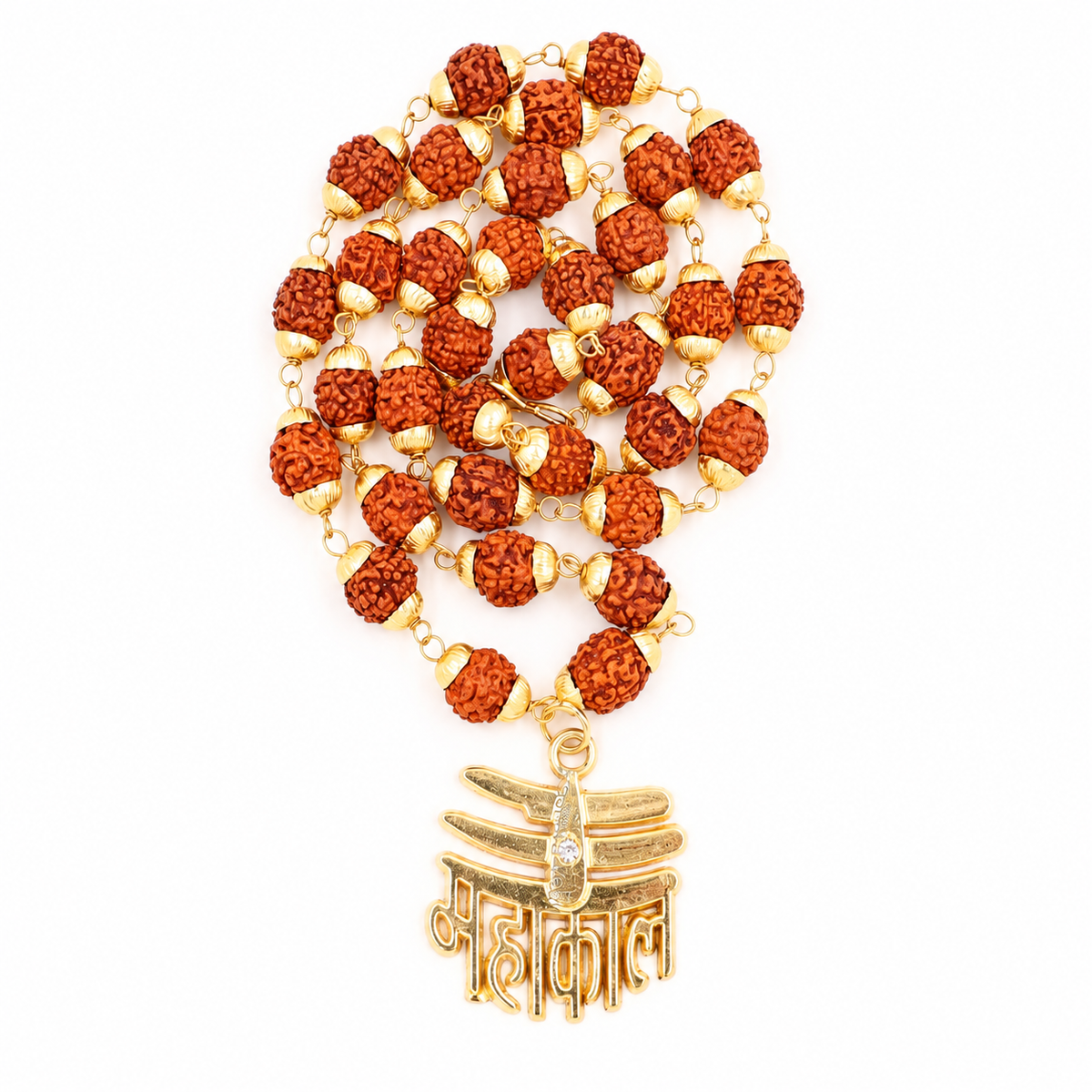 Original Rudraksha Mala with Brass Plated Mahakal Locket for Men- JS-SNL-039