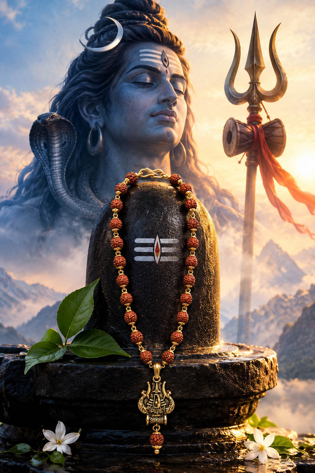 Original Rudraksha Mala with Shankar Pendant JS-SNL-040