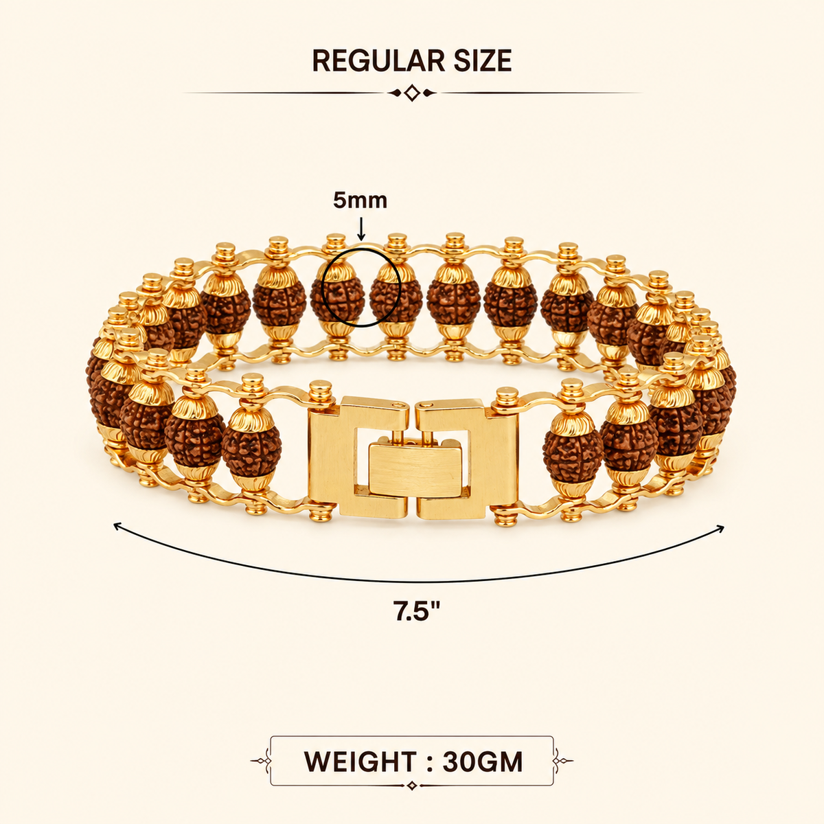 Gold Plated Modern Rudraksha Bracelet-JS-SBR-0002