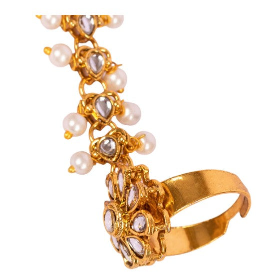 Gold Plated Kundan Studded Hanthphool/Hand jewellery