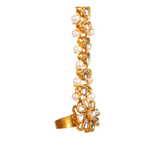 Gold Plated Kundan Studded Hanthphool/Hand jewellery