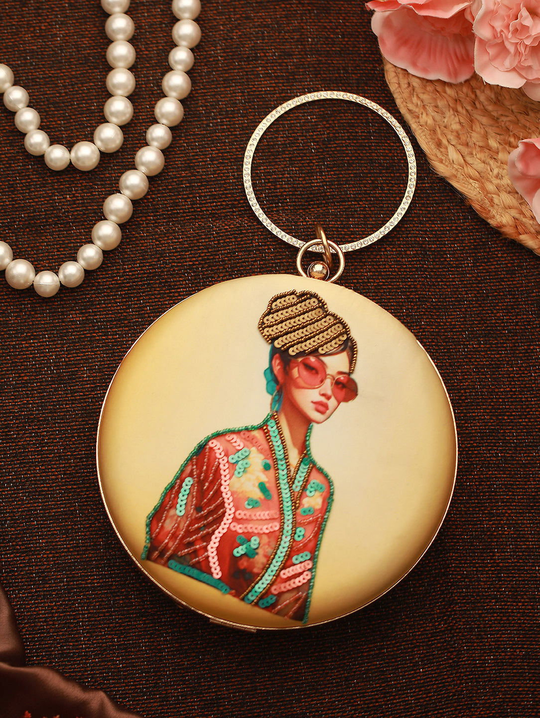 Embroidered Sequined Round Clutch - Jazzandsizzle